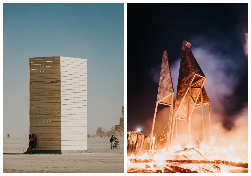 На американському фестивалі Burning Man встановили інсталяції від України — «Птаха Фенікса», що нагадує тризуб, та «Храм їжака», зробленого з протитанкових їжаків.